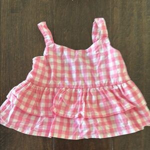 Janie and Jack Toddler Girls Pink Gingham Ruffle Top! Worn one time!